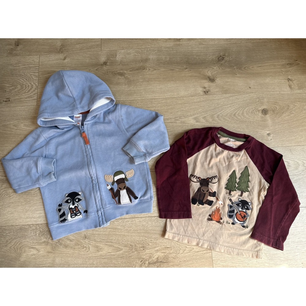 EUC Gymboree Boys Y2K jacket and shirt set moose racoon critter campout size 2T
